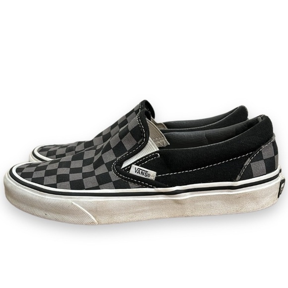 Vans Black and Gray Checkered Slip-On Sneakers - Picture 1 of 16